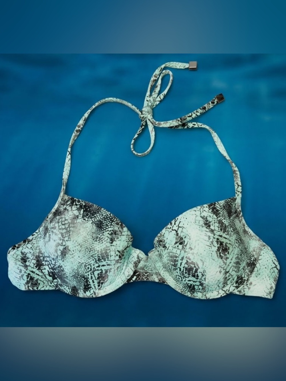 Victoria's Secret Mint and Black Snake-Print Strap with Silver Hardware